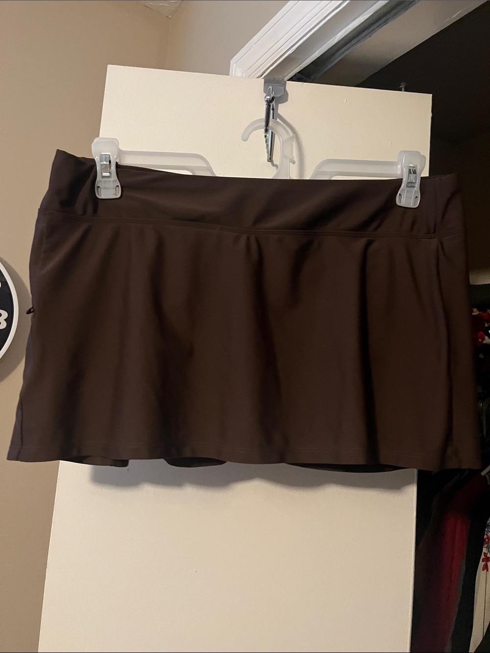 Women's Brown Swim Mini Skort - Sleek Swim Cover